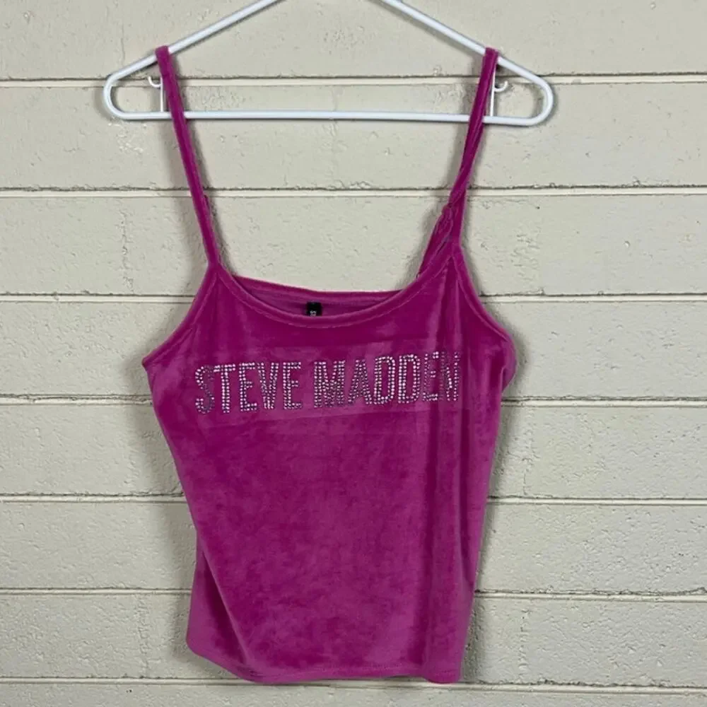 Steve Madden Pink Rhinestone Logo velour pajama size L/XL